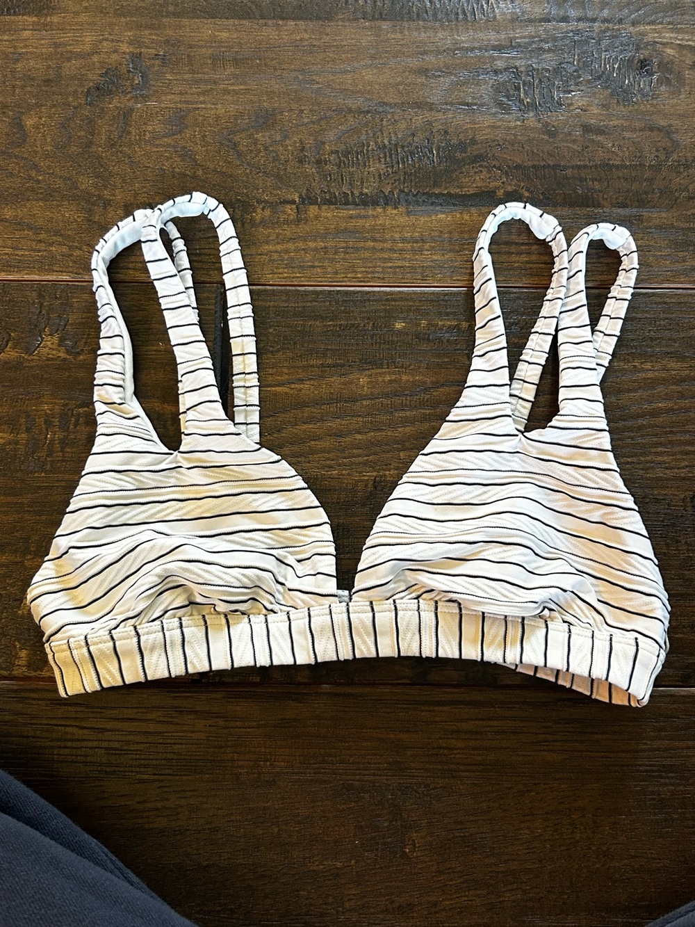Billabong White Bikini Top with Black Stripes